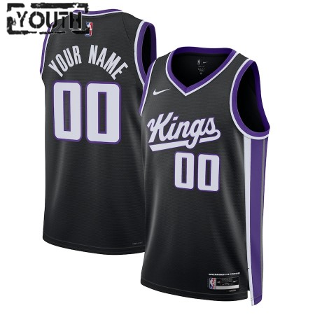 Dres Sacramento Kings Prilagođeni Nike 2023-24 Icon Edition Crno Swingman - Dječji